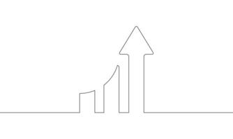 Illustration of graph icon. Continuous line drawing of arrow up. Bar chart. Business growth. Object one line. Single line art vector