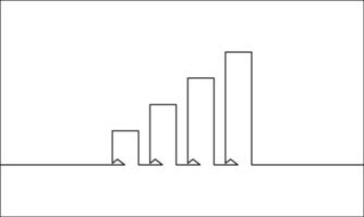 Continuous line drawing of graph. Illustration of business growth. Hand drawn of bar chart. Object one line. Single line art vector