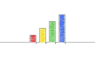 Continuous line drawing of graph. Bar sign up. Chart Business growth. Object one line. Single line art. illustration vector