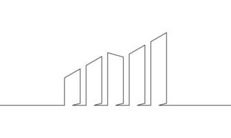 Continuous line drawing of graph. Illustration of bar chart. Business growth icon. Single line art. Object one line vector