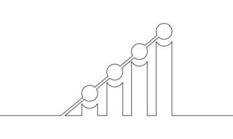 Illustration of graph. Continuous line drawing of bar chart. Business growth statistic. Object one line. Single line art vector