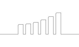 Continuous line drawing of graph icon. Illustration of business growth. Bar chart one line. Single line art vector