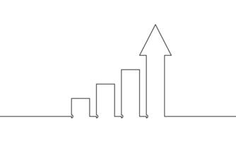 Continuous line drawing of arrow up. Single line art of graph. Illustration of increasing arrow. Bar chart icon one line. Business growth vector
