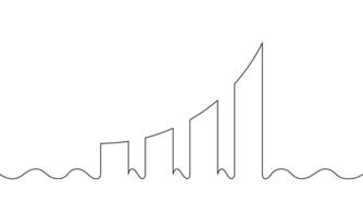 Continuous line drawing of graph. Bar chart icon. Illustration of business growth. Single line art. Object one line vector