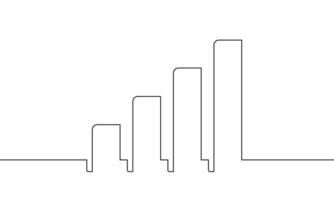 Continuous line drawing of graph. Illustration of business growth. Bar chart icon. Object one line. Single line art vector