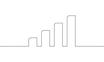 Continuous line drawing of graph. Illustration of Bar chart icon sign. Object one line. single line art vector