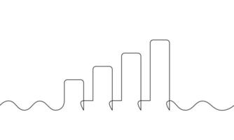 Continuous line drawing of graph business icon. Illustration of bar chart. Object one line. Single line art vector