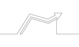 Continuous line drawing of arrow up. Illustration of graph. Bar chart. Business growth. Single line art. Object one line vector