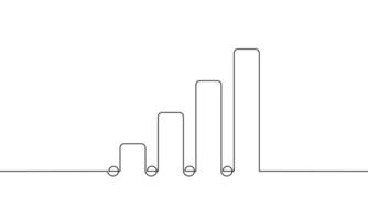 Continuous line drawing of graph. Illustration of bar chart. Business growth icon. Object one line. Single line art vector