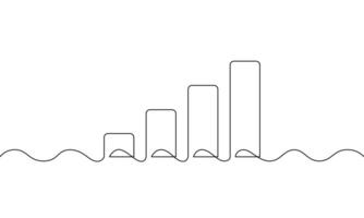 Continuous line drawing of graph. Illustration of business growth. Bar chart. Object one line. Single line art vector