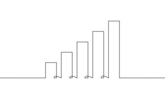 Continuous line drawing of graph. Illustration of business growth graph. Hand drawn. Bar chart. Single line art. Object one line vector