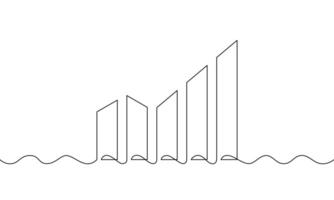 Continuous line drawing of graph icon. Bar chart. Illustration of Business growth. Object one line. Single line art vector