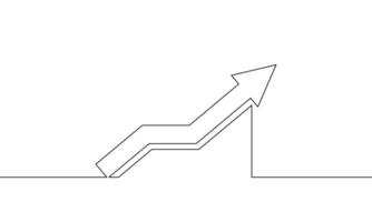 Continuous line drawing of graph business icon. Illustration of increasing arrow. Bar chart, growth graph design, single line art, object one line vector
