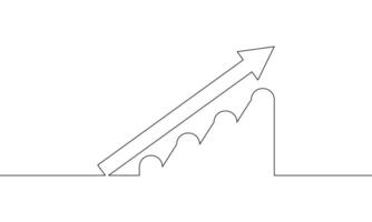 Continuous line drawing of growth graph. Illustration of arrow up. Business growth. Bar chart. Object one line. Single line art. illustration vector