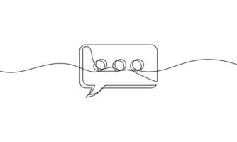 Continuous line drawing of speech bubble. Illustration of speech clouds. Hand drawn. Object one line. Single line art vector