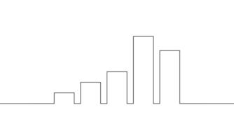 Continuous line drawing of growth graph business icon, bar chart, illustration , object one line, single line art vector