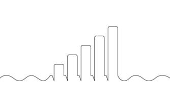Continuous line drawing of graph business icon. Illustration of chart. Bar chart symbol. Object one line. Single line art vector