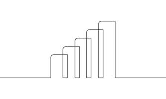 Continuous line drawing of graph icon. Business growth sign symbol. Illustration of bar chart. Object one line. Single line art vector