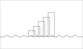 Continuous line drawing of graph business icon. Illustration of Growth graph. Bar chart. Object one line. Single line art vector