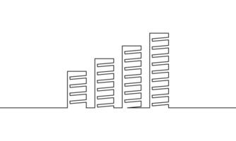 Continuous line drawing of graph icon business. Bar chart. Illustration of growth chart. Object one line. Single line art vector