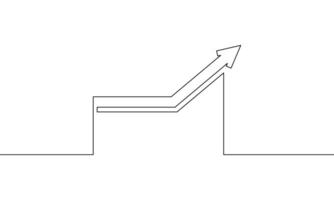 Continuous line drawing of graph icon business. Increasing arrow. Growth graph design, bar chart, object one line, single line art, illustration vector