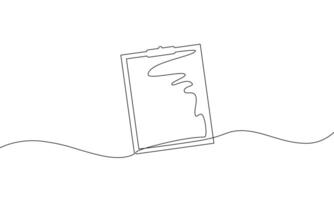 Continuous line drawing of clipboard. Checklist. Template for business. Object one line. Single line art. illustration vector