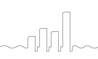 Continuous line drawing of graph. Illustration of business growth icon. Bar chart. Object one line. Single line art vector