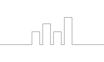 Continuous line drawing of graph icon business, bar chart, increase, object one line, single line art, illustration vector