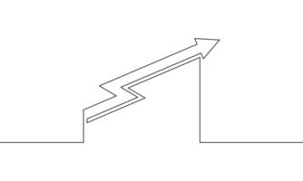 Continuous line drawing of arrow up. Illustration of graph business icon. Bar chart, single line art, object one line design vector