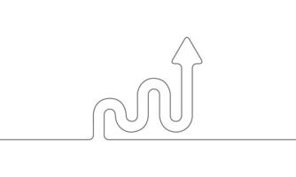 Continuous line drawing of arrow up. Illustration of graph icon. Business growth. Bar chart. Object one line. Single line art vector