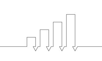 Continuous line drawing of graph icon. Illustration of bar chart. Business growth graph. Object one line. Single line art vector
