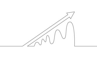 Continuous line drawing of growth graph. Illustration of arrow up. Business growth icon. Hand drawn. Bar chart. Object one line. Single line art vector