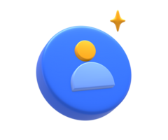 3D rendering of blue yellow individual profile or personal network relationship for UI UX web mobile apps social media ads design png