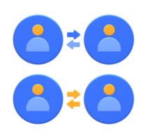 3D rendering of blue yellow public relation profile or social people network relationship for UI UX web mobile apps social media ads design png