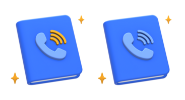 3D rendering of blue yellow simple phone book contact information for UI UX web mobile apps social media ads design png