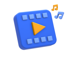 3D rendering of blue yellow live online streaming music or movie film side for UI UX web mobile apps social media ads design png