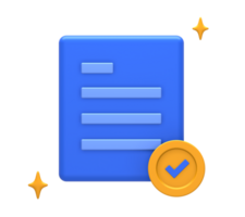 3D rendering of blue yellow information document file for UI UX web mobile apps social media ads design png