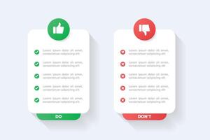 Dos and don'ts infographic. Comparison Infographic Design Template vector
