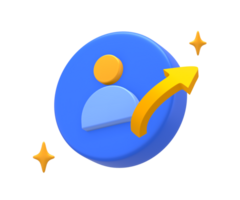 3D rendering of blue yellow business individual or personal relationship for UI UX web mobile apps social media ads design png