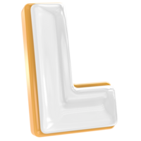Brown With White font letter L 3D render illustration isolated png