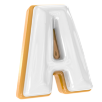 Brown With White font letter A 3D render illustration isolated png