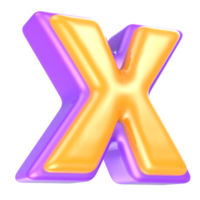 x Letter Yellow And Purple 3D Rendering png