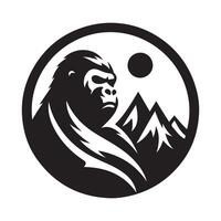 Graphic logo with a gorilla silhouette in a spherical shape. vector
