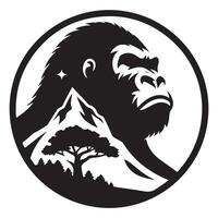 Graphic illustration of a minimalist and flat gorilla logo vector