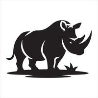 black and white graphic of a rhino painted with linear paint vector