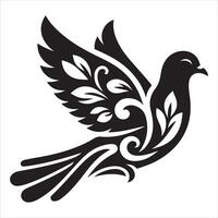 Graphic of a soaring dove or pigeon on a white background vector