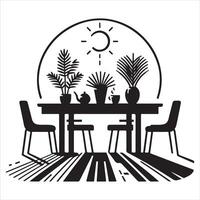 Silhouette of a dining table with royalty vector