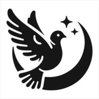 The graphic silhouette of a dove on a white backdrop vector