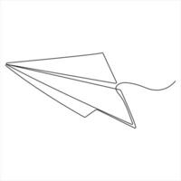 Single line continuous drawing of paper airplane Concept of plane flying outline style illustration vector