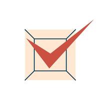 Vote 2024. Red tick mark in a square box. Element for election themed design. Isolated illustration. vector